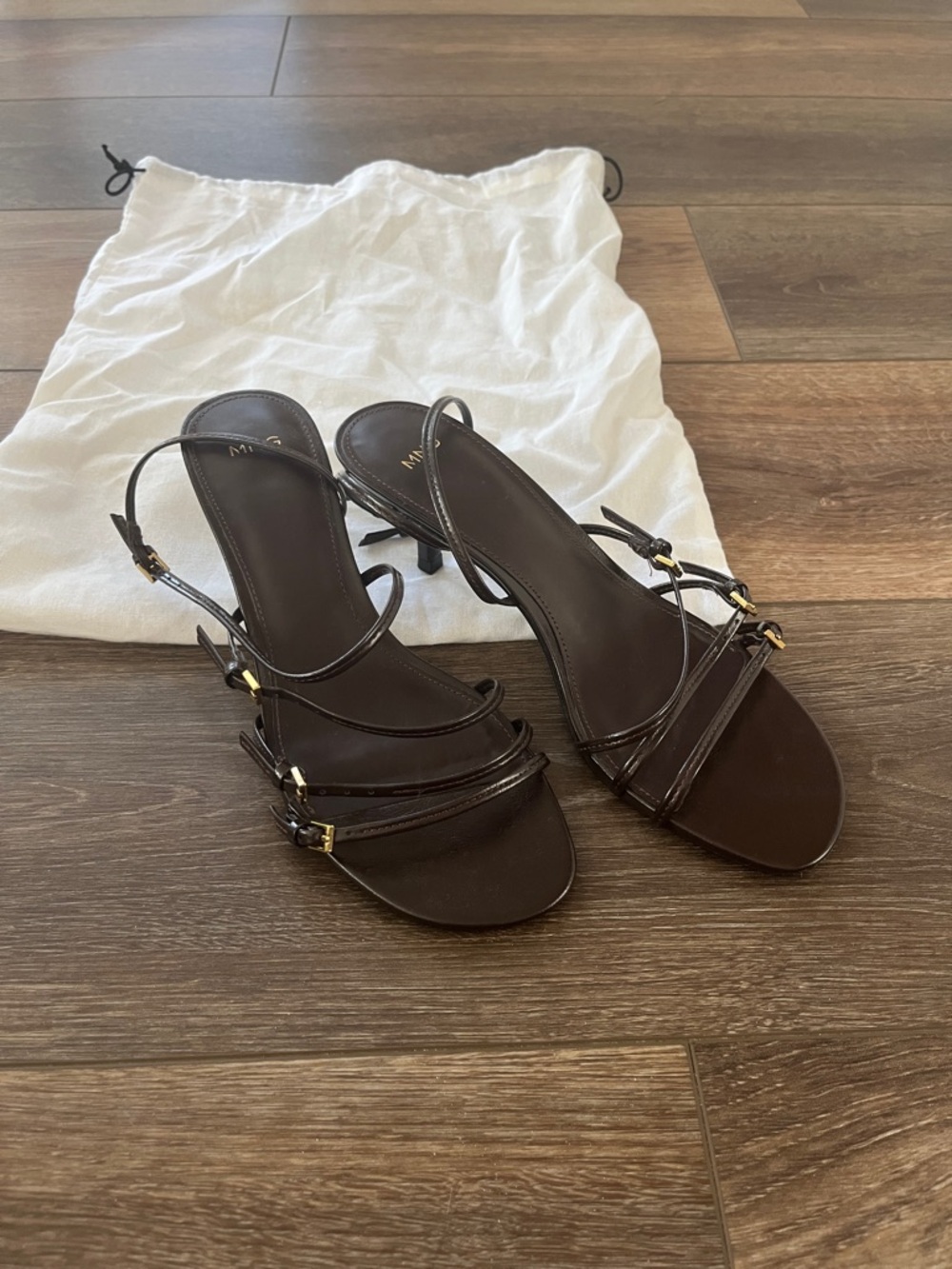 Mango Brown Strappy Slingback Heels Size 7.5